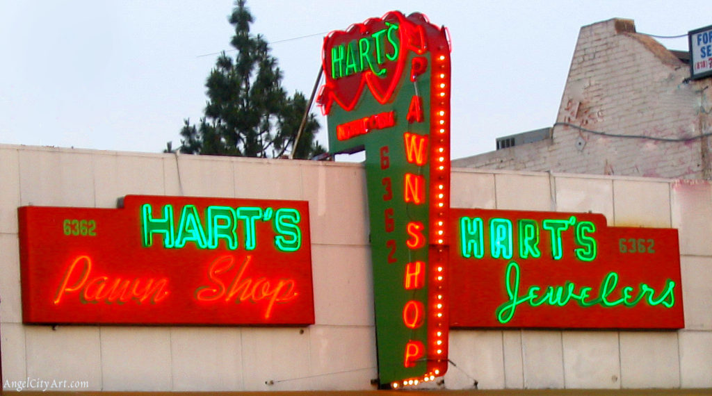 Harts Neon Pawn Shop Sign