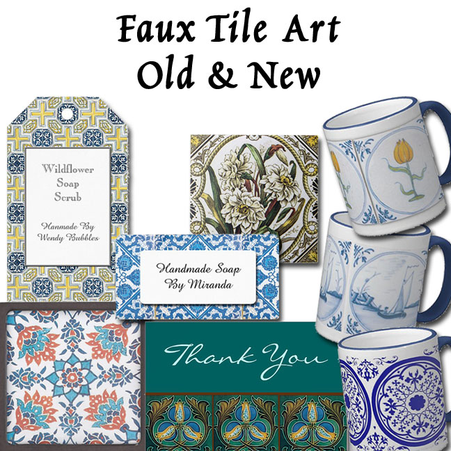 Delft blue and white tile art patterns at Zazzle
